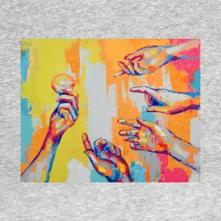 Hands - oil painting. The picture depicts a metaphor for teamwork. T-Shirt